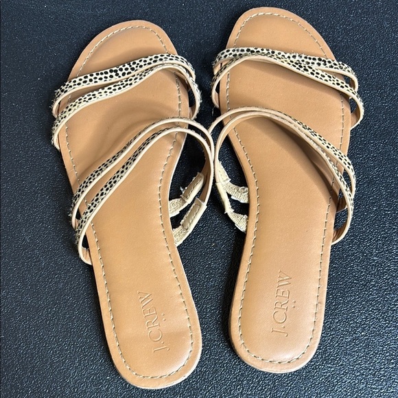 J. Crew Shoes - J. Crew Tan and Black Women's Sandals Leopard Animal Print Strappy 8 1/2